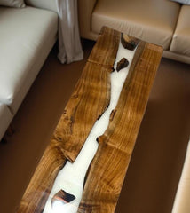 dining room table, Farm House Table , Epoxy Resin River Table – Handmade Wood and White Resin Arts Gift For Him Unique Handicrafts IND
