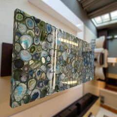 Custom Blue & Green Agate Table Top – Stone Slab for Coffee, Dining and Kitchen Countertops Unique Handicrafts IND