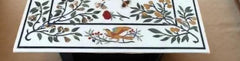 Luxury White Marble Square Table – Pietra Dura Semi-Precious Inlay Furniture Unique Handicrafts IND