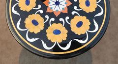 Black Marble Coffee Table Top – Handmade Pietra Dura Inlay with Semi-Precious Stones Unique Handicrafts IND