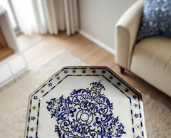Buy White Marble Center Table | Lapis Lazuli Inlay Pietra Dura Floral Design | Handmade Home Decor | Personalized Luxury Gift Table Unique Handicrafts IND