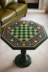 Large Marble Chess Board – Semi-Precious Stone Inlay Floral Pietra Dura Art – Handmade Living Room Decor Gift for Him Unique Handicrafts IND