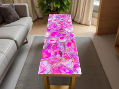 Luxury Pink Agate Stone Console Table | Backlit Quartz Countertop Dining Table | Kitchen Island & Stone Bar Countertop Decor Unique Handicrafts IND