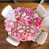 Handmade Pink Agate Coffee Table | Live Edge Floral Shape | Unique Gemstone Furniture for Indoor & Outdoor Decor Unique Handicrafts IND