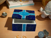 Lapis Lazuli Jewelry Box with Marble & Turquoise Inlay – Personalized Stone Art Gift for Women Unique Handicrafts IND