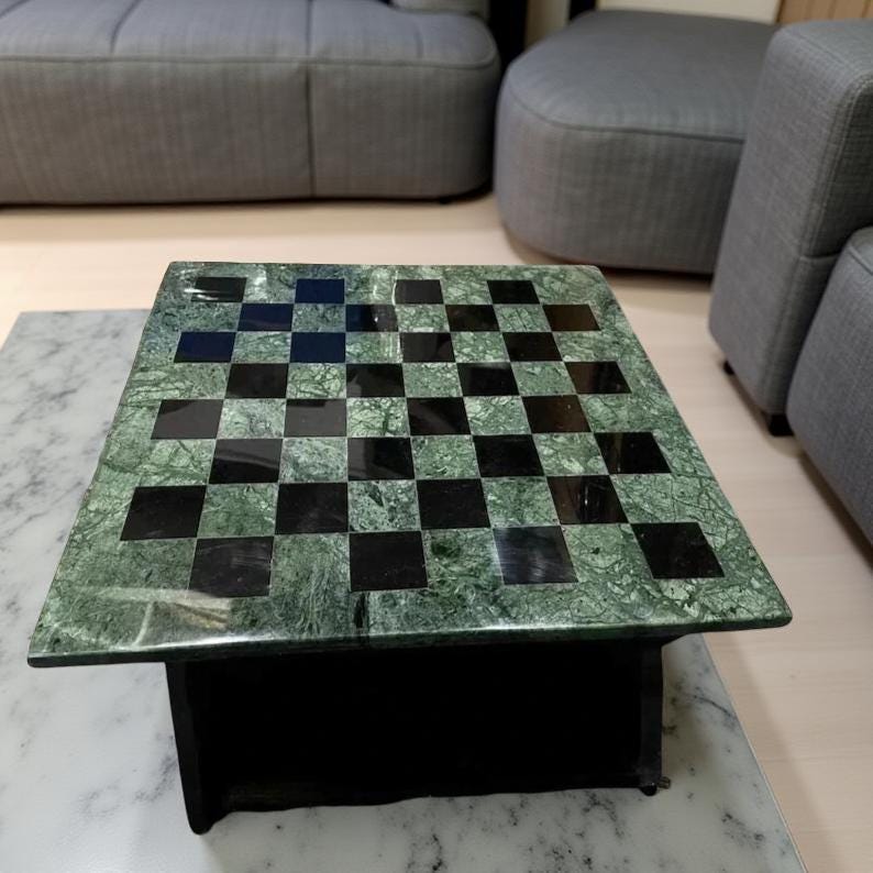 Handmade Green Marble Chess Board – Personalized Gift for Him & Her, Unique Luxury Game Set Unique Handicrafts IND