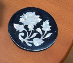 Black Marble Coaster Set Handmade | Mother of Pearl Inlay Floral Art Gift for Him, Father's Day & Home Decor Unique Handicrafts IND