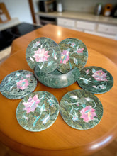 Green Marble Coasters Set of 6 | Natural Stone Drink Coasters | Handmade Elegant Table Decor | Luxury Home Gift Idea Unique Handicrafts IND