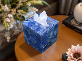 Blue Agate Tissue Box Cover | Handmade Gemstone Napkin Holder | Luxury Bathroom Decor Accessory | Natural Stone Tissue Holder Unique Handicrafts IND