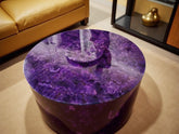 Amethyst Gemstone Lazy Susan Coffee Table – Purple Stone Table Top – Luxury Furniture for Home & Office Unique Handicrafts IND
