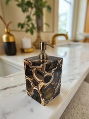 Luxury Agate Stone Soap Pump | Natural Gemstone Bathroom Bottle | Handmade Gift for Her or Him Unique Handicrafts IND