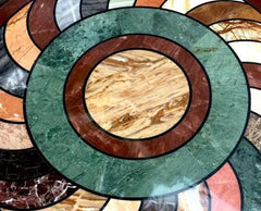 Handmade Round Marble Coffee Table – Semi-Precious Italian Mosaic Inlay – Home & Garden Furniture Decor Unique Handicrafts IND