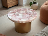 Luxury Pink Rose Quartz Gemstone Table | Handmade Crystal Coffee Table for Living Room & Garden | Unique Natural Stone Decor Unique Handicrafts IND