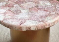 Luxury Pink Rose Quartz Gemstone Table | Handmade Crystal Coffee Table for Living Room & Garden | Unique Natural Stone Decor Unique Handicrafts IND