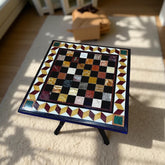 Black Marble Chess Set – Semi-Precious Mosaic Italian Inlay – Personalized Custom Gift Unique Handicrafts IND