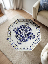 Buy White Marble Center Table | Lapis Lazuli Inlay Pietra Dura Floral Design | Handmade Home Decor | Personalized Luxury Gift Table Unique Handicrafts IND