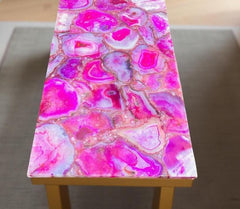 Luxury Pink Agate Stone Console Table | Backlit Quartz Countertop Dining Table | Kitchen Island & Stone Bar Countertop Decor Unique Handicrafts IND