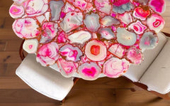 Handmade Pink Agate Coffee Table | Live Edge Floral Shape | Unique Gemstone Furniture for Indoor & Outdoor Decor Unique Handicrafts IND