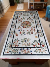 White Marble Center Table Top Semi-Precious Stone Inlay Pietra Dura Floral Art Handmade Home Decor Gift Unique Handicrafts IND