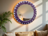 Amethyst Crystal Wall Mirror | Purple Gemstone Accent Mirror | Handmade Wall Decor for Office, Bedroom, Living Room | Boho Chic Mirror Gift Unique Handicrafts IND