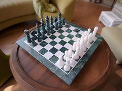 Exotic Green Jade Chess Set – Handmade Marble Chess Board with Pieces – Collectible Stone Game Set – Unique Gift for Him Unique Handicrafts IND
