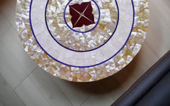 Mother of Pearl Coffee Table Top – Handmade Semi-Precious Inlay Mosaic Stone Art – Decorative Luxury Furniture for Living Room Unique Handicrafts IND