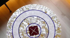 Mother of Pearl Coffee Table Top – Handmade Semi-Precious Inlay Mosaic Stone Art – Decorative Luxury Furniture for Living Room Unique Handicrafts IND