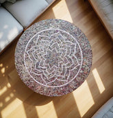 Paua Shell Inlay Coffee Table – Handmade Stone Mosaic Furniture – Decorative Living Room Accent Table – Ocean-Inspired Home Decor Unique Handicrafts IND