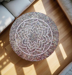 Paua Shell Inlay Coffee Table – Handmade Stone Mosaic Furniture – Decorative Living Room Accent Table – Ocean-Inspired Home Decor Unique Handicrafts IND