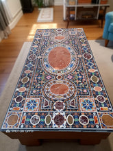 Black Marble Dining Table – Semi-Precious Stone Marquetry Floral Art – Handmade Hallway & Home Decor Furniture Unique Handicrafts IND