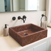 Rectangular Rosso Levanto Marble Sink | Solid Stone Bathroom Basin, Italian Kitchen & Utility Sink, Vessel For Bathroom Decor Interior Unique Handicrafts IND