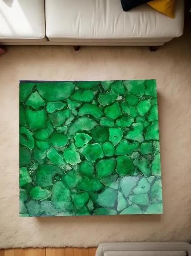 Green Agate Coffee Table – Square Gemstone Slab – Handmade Luxury Living Room Furniture Unique Handicrafts IND