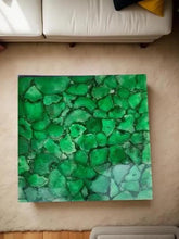 Green Agate Coffee Table – Square Gemstone Slab – Handmade Luxury Living Room Furniture Unique Handicrafts IND