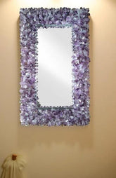 Mystical Purple Amethyst Agate Wall Mirror — Handmade Gemstone Mirror for Elegant Boho Home Decor — Luxury Crystal Interior Accent Piece Unique Handicrafts IND