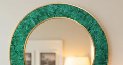 Green Malachite Wall Mirror – Large Round Handmade Luxury Inlay Mirror Unique Handicrafts IND