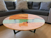 Clear Epoxy Oval Table | Live Edge Coffee Table | Handmade Resin Dining Table | Natural Wood Kitchen Table | Sofa Table | Unique Furniture Unique Handicrafts IND