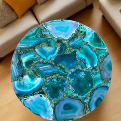 Handcrafted Natural Blue Agate Stone Coffee Table | Home & Office Interior Luxury Furniture Unique Handicrafts IND