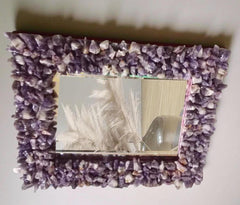 Decorative Purple Amethyst Wall Hanging Mirror | Bohemian Living Room Home Decor Unique Handicrafts IND
