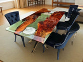 Custom Clear Epoxy Resin River Table – Solid Walnut Wood Dining Table – Live Edge Large Wooden Table – Handmade Epoxy Furniture Unique Handicrafts IND