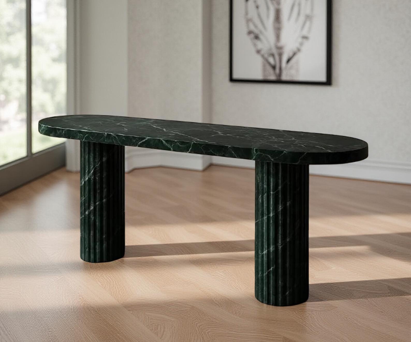 Buy Green Marble Console Table & Entryway Table – Hall Table, Bedside Table, Corner Table With Marble Stand Unique Handicrafts IND
