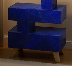 Elegant Blue Lapis Bedside Table & End Table – Lapis Coffee Table, Corner Table – Lapis Stone Plinth, Handmade Custom Size Table For Home Unique Handicrafts IND