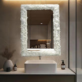 Luxury White Crystal Quartz Wall Mirror | Handmade Gemstone Mirror for Home & Bathroom Decor | Luxury Crystal Wall Art Interior Design Unique Handicrafts IND