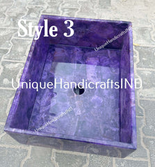 Vanity Sink in Quartz Agate for Bathroom, Kitchen, Hotel, Restaurant Decor Interior Unique Handicrafts IND