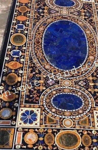 6'x3' Dining Table Top Marquetry Inlay Semi Precious Stones Handmade Pietra Dura Art Home And Living room Decor Unique Handicrafts IND