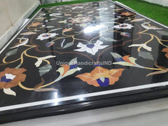 Handmade Marble Table top ,Black Marble Handmade Inlay Stone  Dining Table Top Handmade Multi Inlay Stone Marquetry Floral  Décor Furniture Unique Handicrafts IND