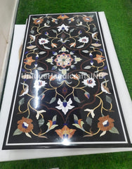 Handmade Marble Table top ,Black Marble Handmade Inlay Stone  Dining Table Top Handmade Multi Inlay Stone Marquetry Floral  Décor Furniture Unique Handicrafts IND