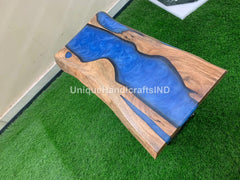 Entryway Console Table Blue Epoxy Resin Arts , Narrow Console Table, Modern Entryway Console Table, Sofa Table, tapered legs, Custom Table Unique Handicrafts IND