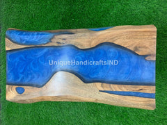 Entryway Console Table Blue Epoxy Resin Arts , Narrow Console Table, Modern Entryway Console Table, Sofa Table, tapered legs, Custom Table Unique Handicrafts IND