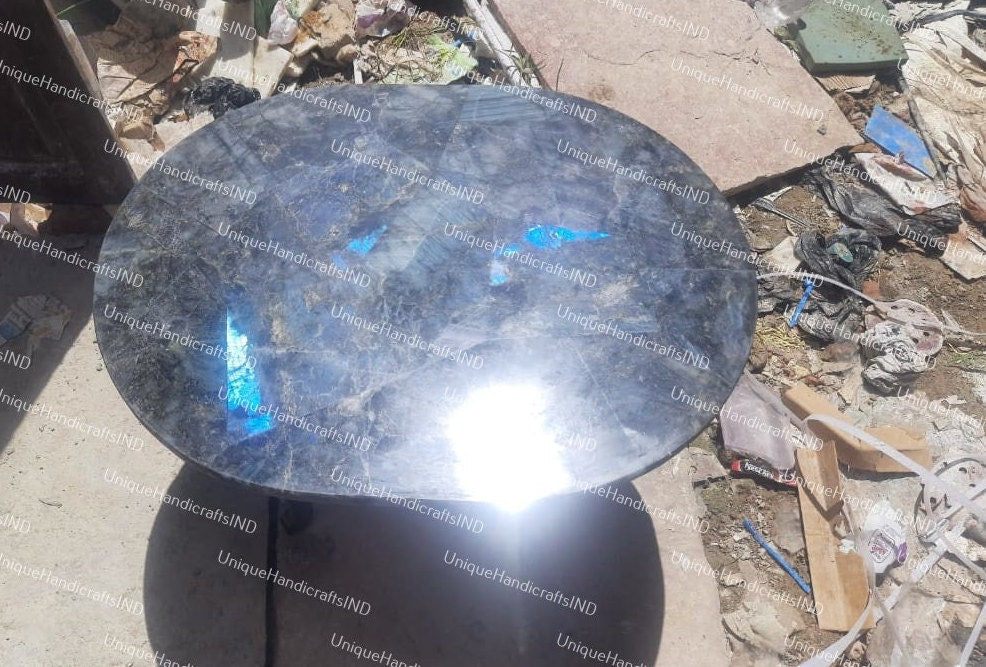 Labradorite Oval Table Top, Stone Coffee Table, Stone Dining Table, Dining Room Furniture, Decorative Table, Kitchen Counter top, Home Decor Unique Handicrafts IND