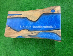 Entryway Console Table Blue Epoxy Resin Arts , Narrow Console Table, Modern Entryway Console Table, Sofa Table, tapered legs, Custom Table Unique Handicrafts IND